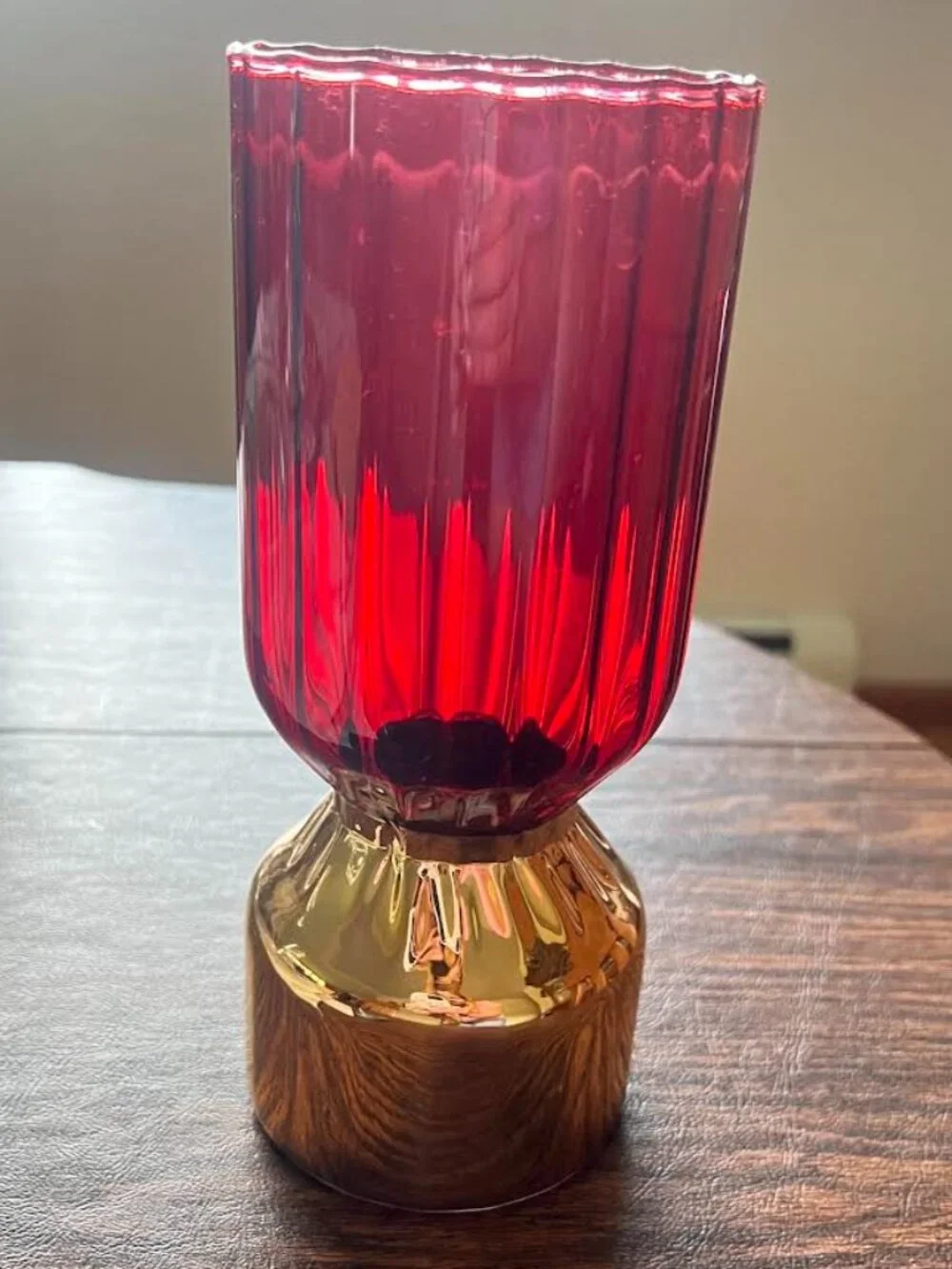 Red Vase with Gold Colored Base